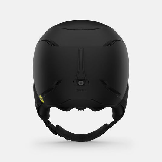 Black Giro helmet with strap on a white background