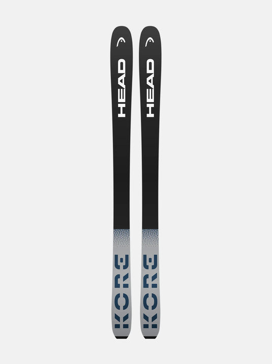 Two black skis with 'HEAD' branding on a white background