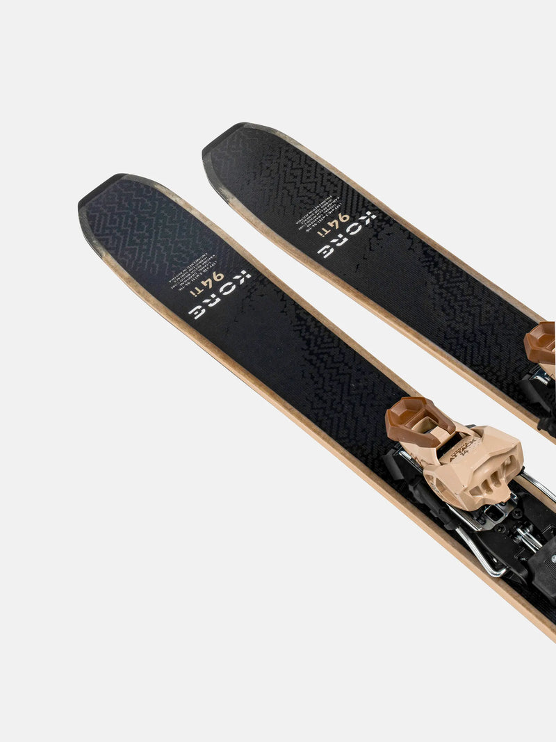 Load image into Gallery viewer, Pair of skis with bindings on a white background
