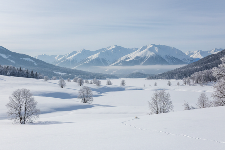 like the nature image you just generated, but with snowy surface