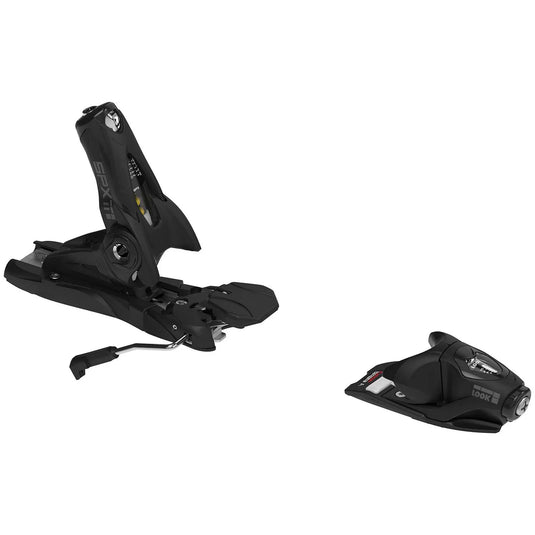 A pair of Look SPX 11 gripwalk ski bindings shown on a plain white background, with one binding upright and the other lying on its side to show the release lever. Ski and Tennis Station