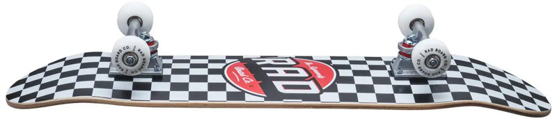 Load image into Gallery viewer, Checkered skateboard deck with a logo on a white background
