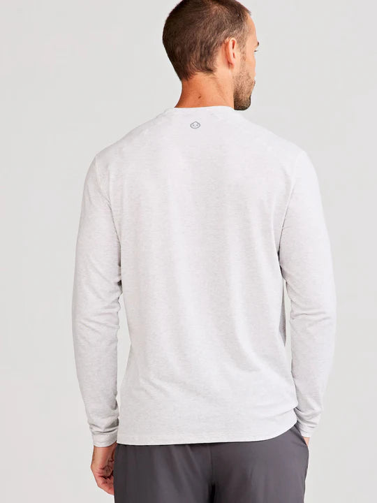 Load image into Gallery viewer, Man wearing an off-white long-sleeve shirt on a white background
